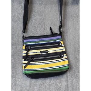 Dana Buchman Striped Crossbody Bag Multi Color Zip Pocket Travel Purse